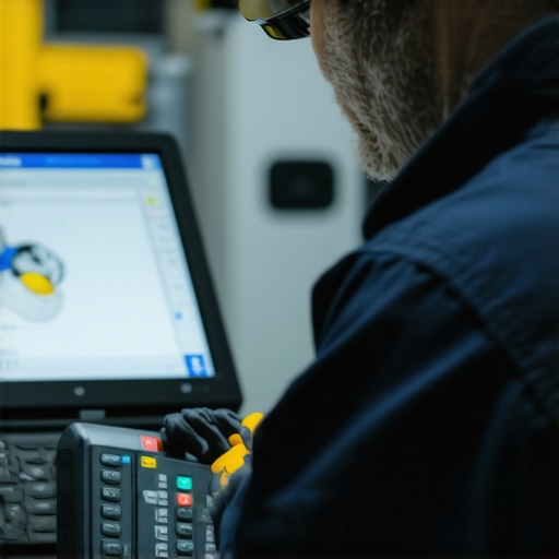 Technician performing advanced brake analysis with computerized equipment
