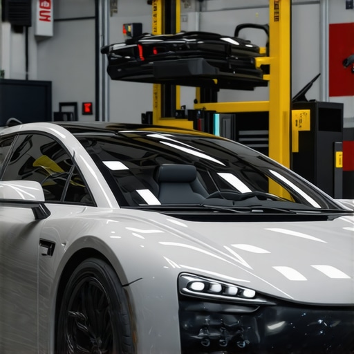 Advanced automotive diagnostic devices connected via cloud in a high-tech garage