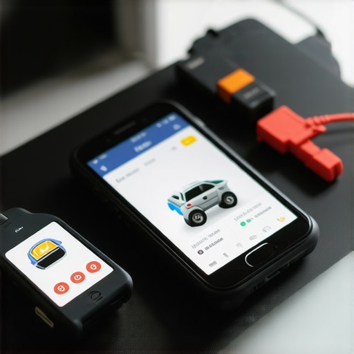 Advanced Auto Diagnostics and Monitoring Car diagnostic tools connected to a smartphone for vehicle health monitoring