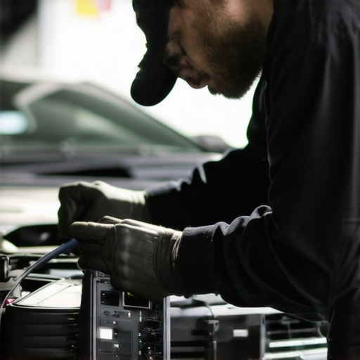 Advanced Auto Tune-Up Techniques Technician using diagnostic tools during a professional auto tune-up