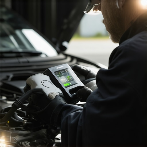 Advanced Vehicle Diagnostics in Auto Repair Auto mechanic performing diagnostics with modern tools