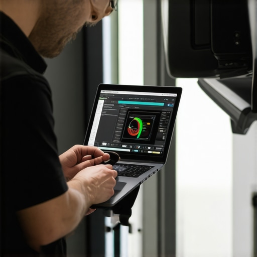 Embracing Technology for Better Vehicle Maintenance Auto mechanic diagnosing car systems using a digital scanner and laptop.