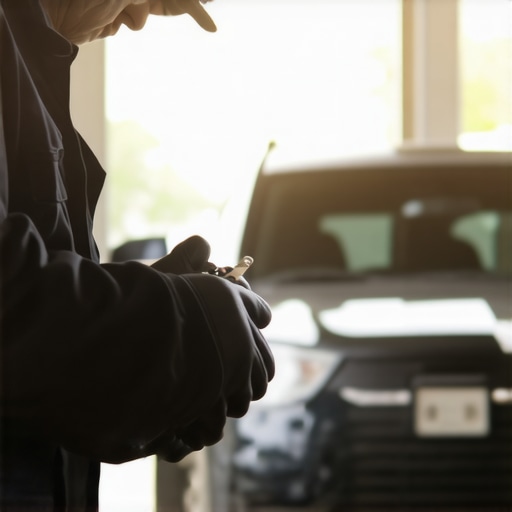 Mechanic connecting a digital diagnostic tool to a car's OBD port for troubleshooting