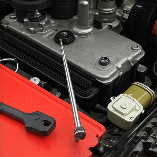 Mechanic inspecting engine parts during a tune-up.