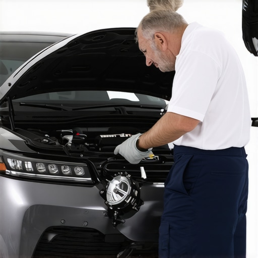 Car mechanic inspecting engine components during a tune-up