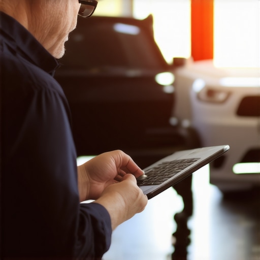 Mechanic explaining vehicle repair details to a customer in garage