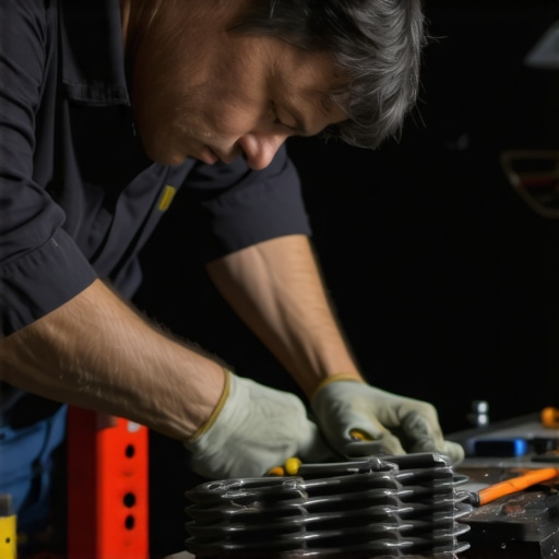 Expert Brake Inspection Mechanic inspecting brake components during maintenance