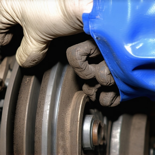 Mechanic cleaning brake components to prevent squeal