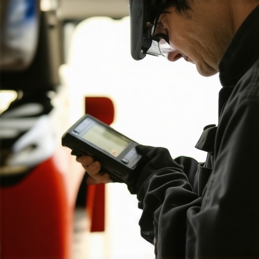 Modern Auto Repair Tools in Action Mechanic utilizing diagnostic equipment to maintain vehicle performance