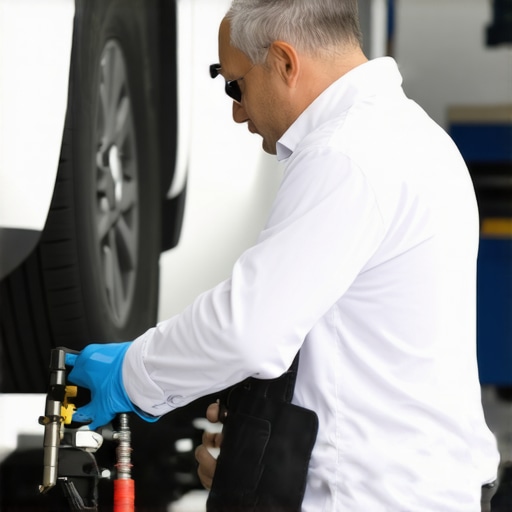 Proper Brake Maintenance Tools in Action A mechanic performing brake fluid bleeding with advanced tools