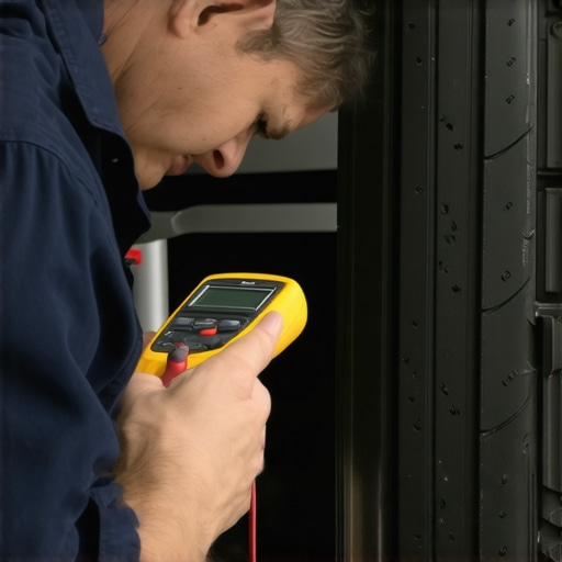 Tools for Effective Car Maintenance Mechanic inspecting car electrical system and measuring tire tread depth with specialized tools