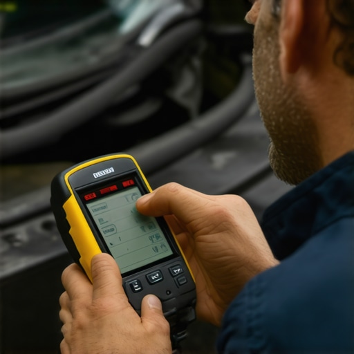 Mechanic scanning a vehicle's onboard computer with a Bluetooth OBD-II device
