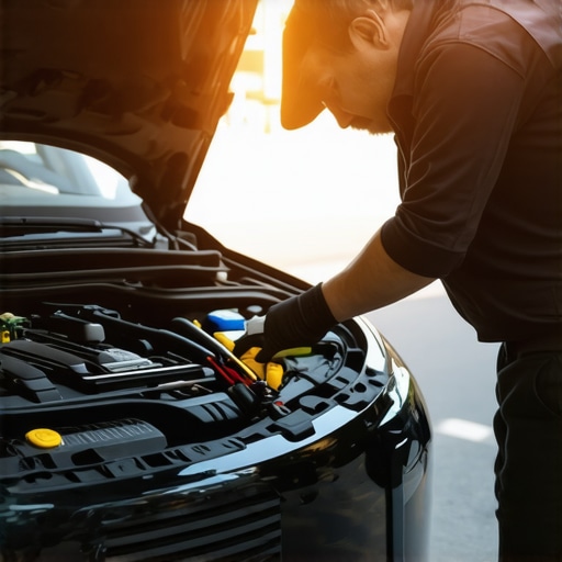 Auto mechanic examining fuel lines during routine checkup