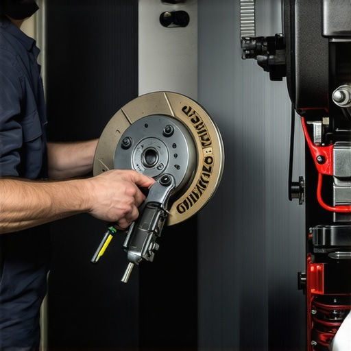 Mechanic inspecting car brakes for wear and damage