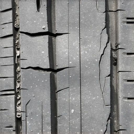 Close-up of a car tire with visible cracks indicating dry rot