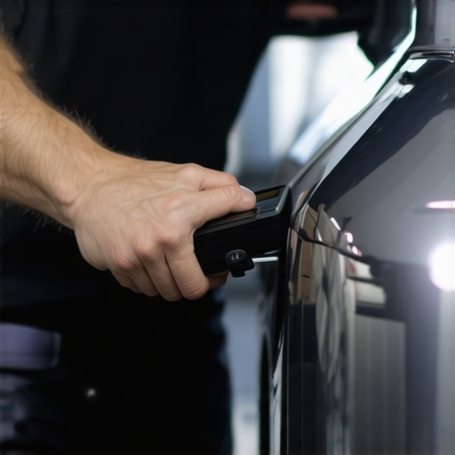 Modern Diagnostic Equipment in Automotive Repair Technician performing a diagnostic scan on a vehicle with advanced tools.