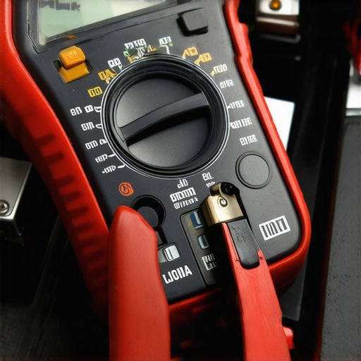 Testing Car Battery Voltage with Multimeter Person measuring car battery voltage using a multimeter.