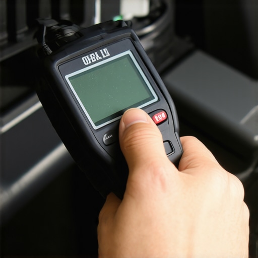 Mechanic connecting an OBD-II scanner to a car's diagnostic port to read trouble codes.