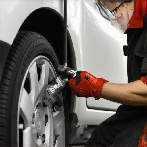 Mechanic bleeding brake lines to remove air from brake system