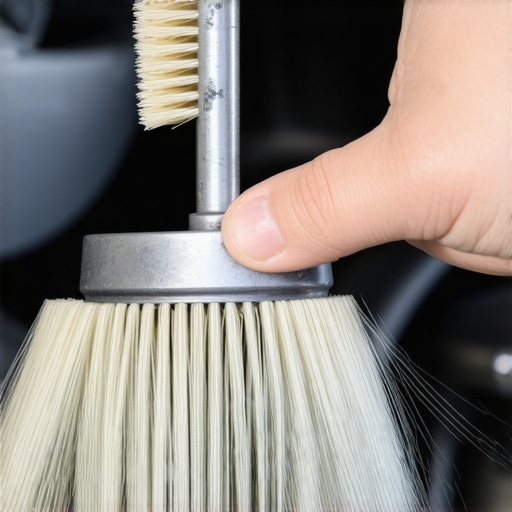 A person applying graphite lubricant to a car ignition cylinder in a well-lit garage.