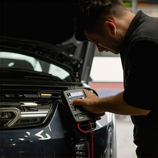 Diagnosing Car Charging System Mechanic testing a car's alternator with a multimeter