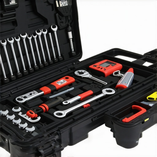 A mechanic's toolbox showcasing diagnostic tools and repair equipment for car maintenance.