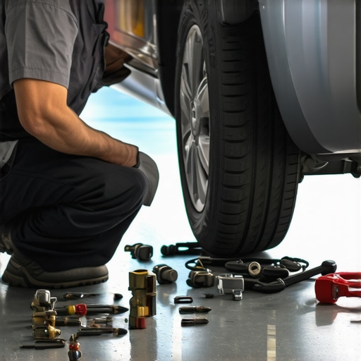 Expert Inspection of Brake Components Mechanic analyzing brake system parts for wear and damage