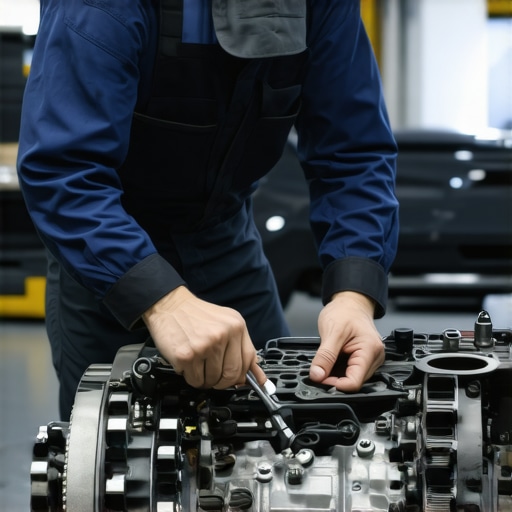 Expert auto diagnostics at work Mechanic carefully diagnosing car engine issues with specialized tools