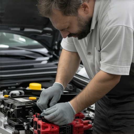 Automotive technician checking fuel injectors during maintenance