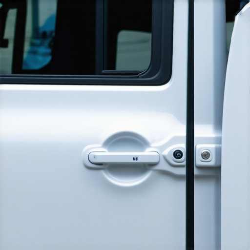 Car door panel removed with visible window track being lubricated for smooth operation