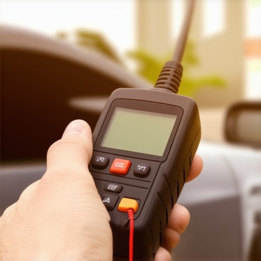 Mechanic connecting a digital diagnostic scanner to a car's OBDII port