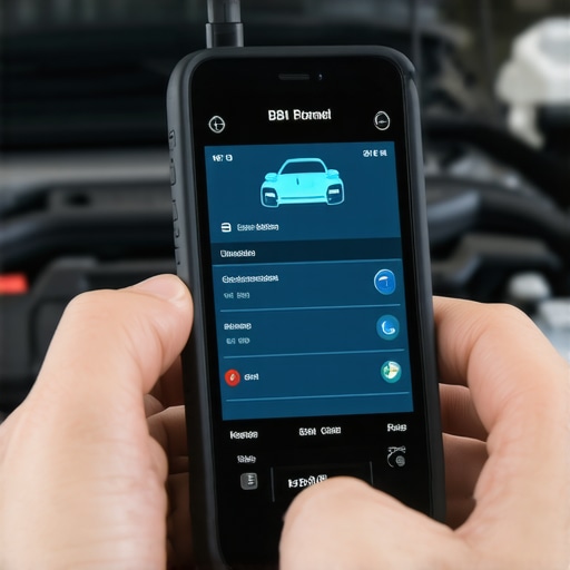 Mechanic scanning car diagnostics with a smartphone and OBD-II scanner