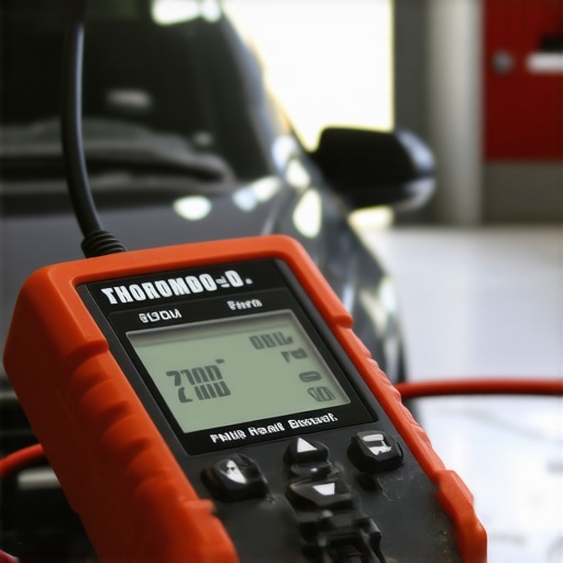 Using an OBD-II scanner for vehicle diagnostics Automotive OBD-II diagnostic tool reading data from a car's port.