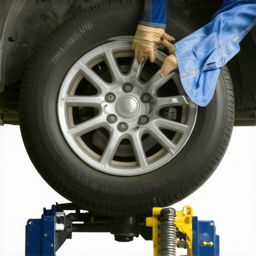 Hands shaking a car wheel at the 12 and 6 o'clock positions to diagnose a bad wheel bearing.