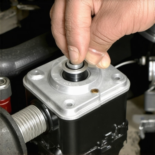 Mechanic inspecting a brake master cylinder for a hidden internal leak into the vacuum booster.