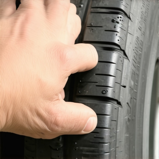 Mechanic hand feeling for cupping on a car tire tread