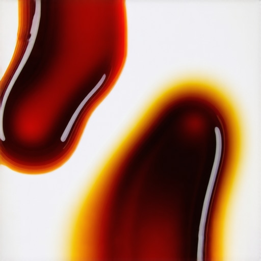Comparison showing the difference between healthy and contaminated transmission fluid.