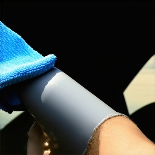 Close up of a person cleaning car sunroof tracks with a cloth