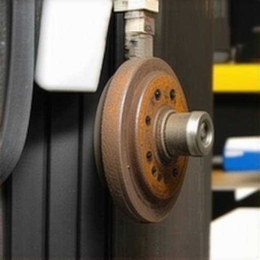 A mechanic cleaning rust from a wheel hub to prevent brake runout