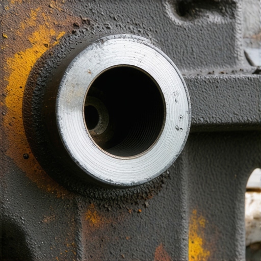 A detailed view of internal corrosion inside a car's brake master cylinder which causes internal leaks.