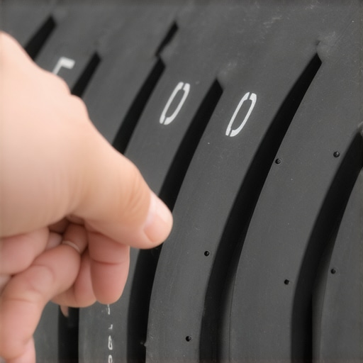 Close-up of tire sidewall showing the four-digit DOT manufacturing date code.