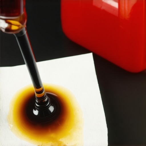 Comparison of healthy red transmission fluid versus dark burnt fluid on a paper towel.