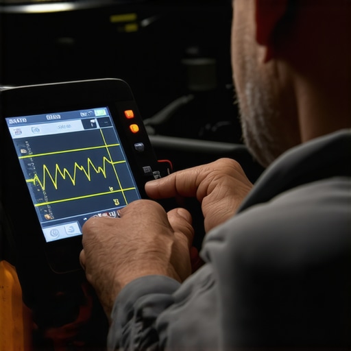 Diagnosing Electronic Car Issues A mechanic using high-tech diagnostic tools to find a sensor error on a car engine.
