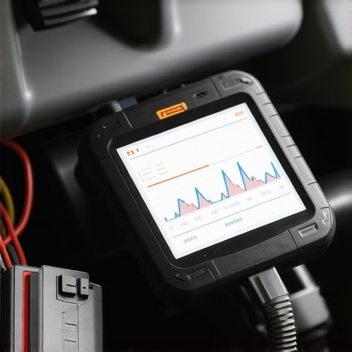 A handheld car diagnostic tool showing live engine performance data