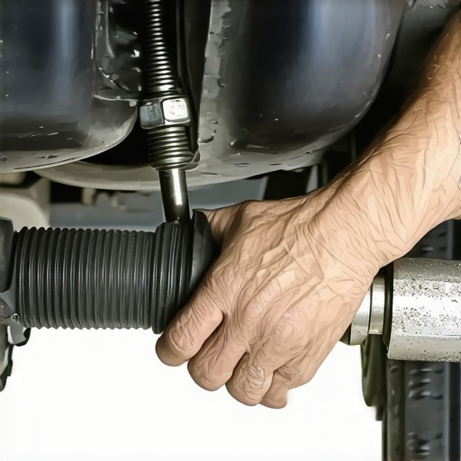 Diagnostic test for a worn universal joint Hand checking for movement in a car driveshaft u-joint