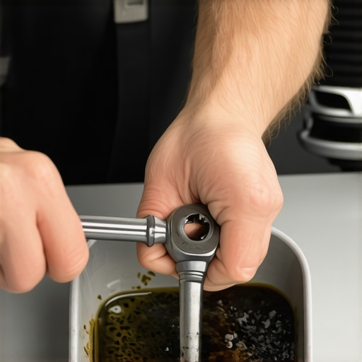 Draining old radiator fluid into a pan for a car cooling system flush