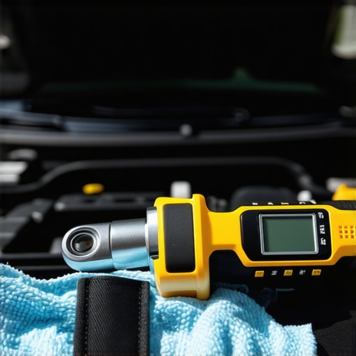 A digital torque wrench and Bluetooth OBDII scanner used for advanced vehicle maintenance.
