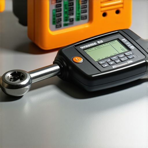 A torque wrench and OBDII scanner on a workbench representing advanced DIY car maintenance.