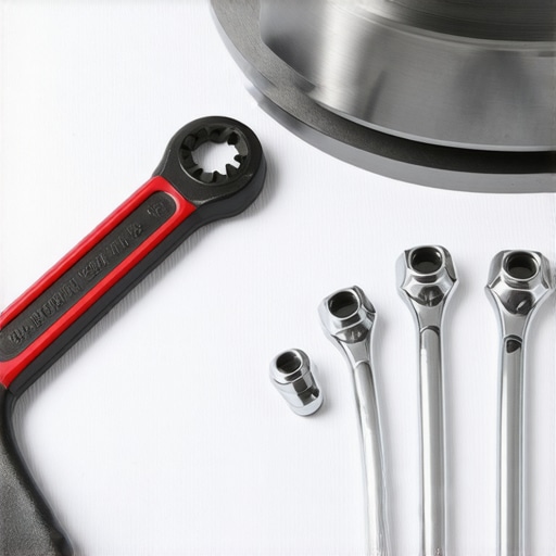 Close up of a torque wrench and flare nut wrenches used for precision brake service and auto repair.
