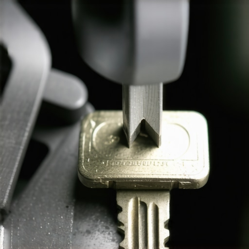 Extracting a broken key with a jigsaw blade Close-up of a person using a small saw blade to remove a broken key from a car ignition cylinder.